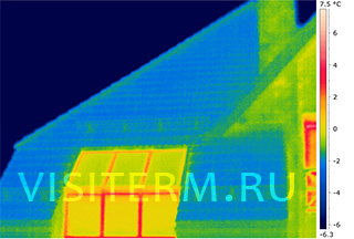 Термограмма внешней поверхности утепленной кровли