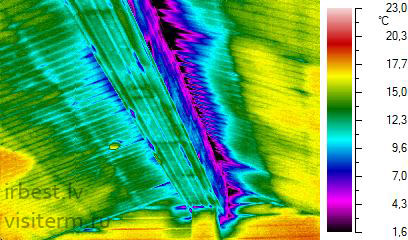 Воздухопроницаемость ограждающих конструкций. Термограмма.
